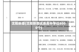 沈阳新增(沈阳新增优质高中学位8000个)