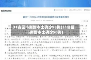 31省区市新增本土确诊93例(31省区市新增本土确诊50例)