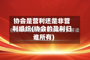 协会是营利还是非营利组织(协会的盈利归谁所有)