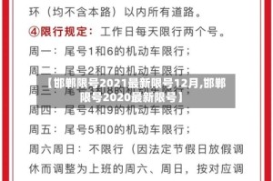 【邯郸限号2021最新限号12月,邯郸限号2020最新限号】