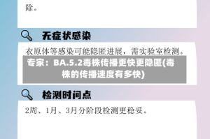 专家：BA.5.2毒株传播更快更隐匿(毒株的传播速度有多快)