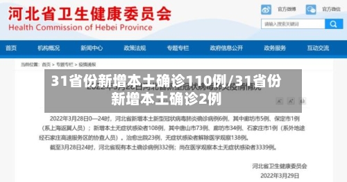 31省份新增本土确诊110例/31省份新增本土确诊2例-第1张图片